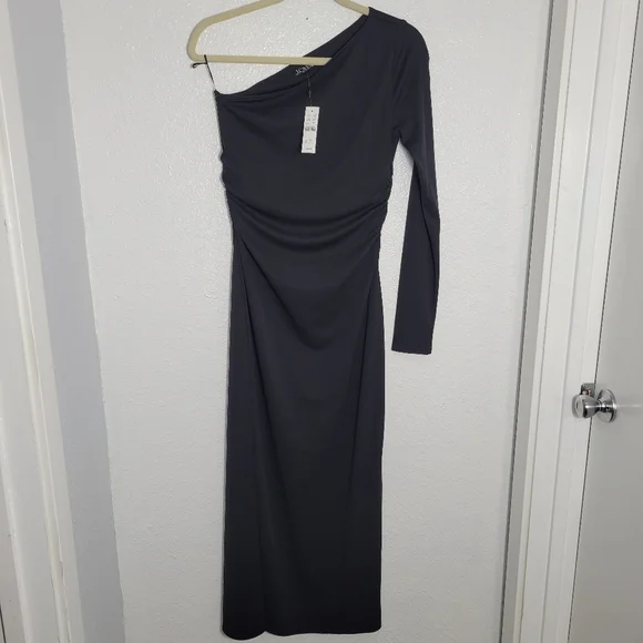 J Crew One-shoulder dress in jersey crepe CF786 Black